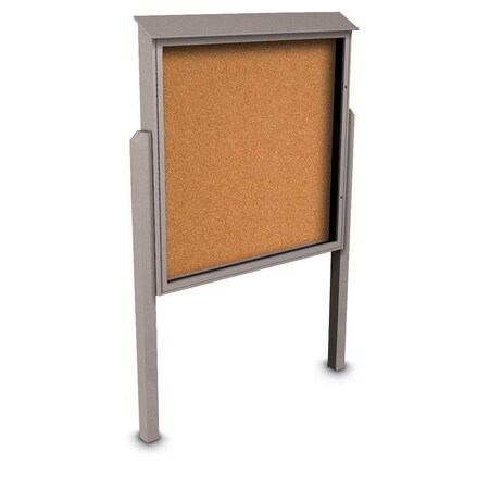 United Visual Products Sliding Door Indoor Enclosed Corkboard, 4 UV9025ACSH4824-BLACK-APRICOT